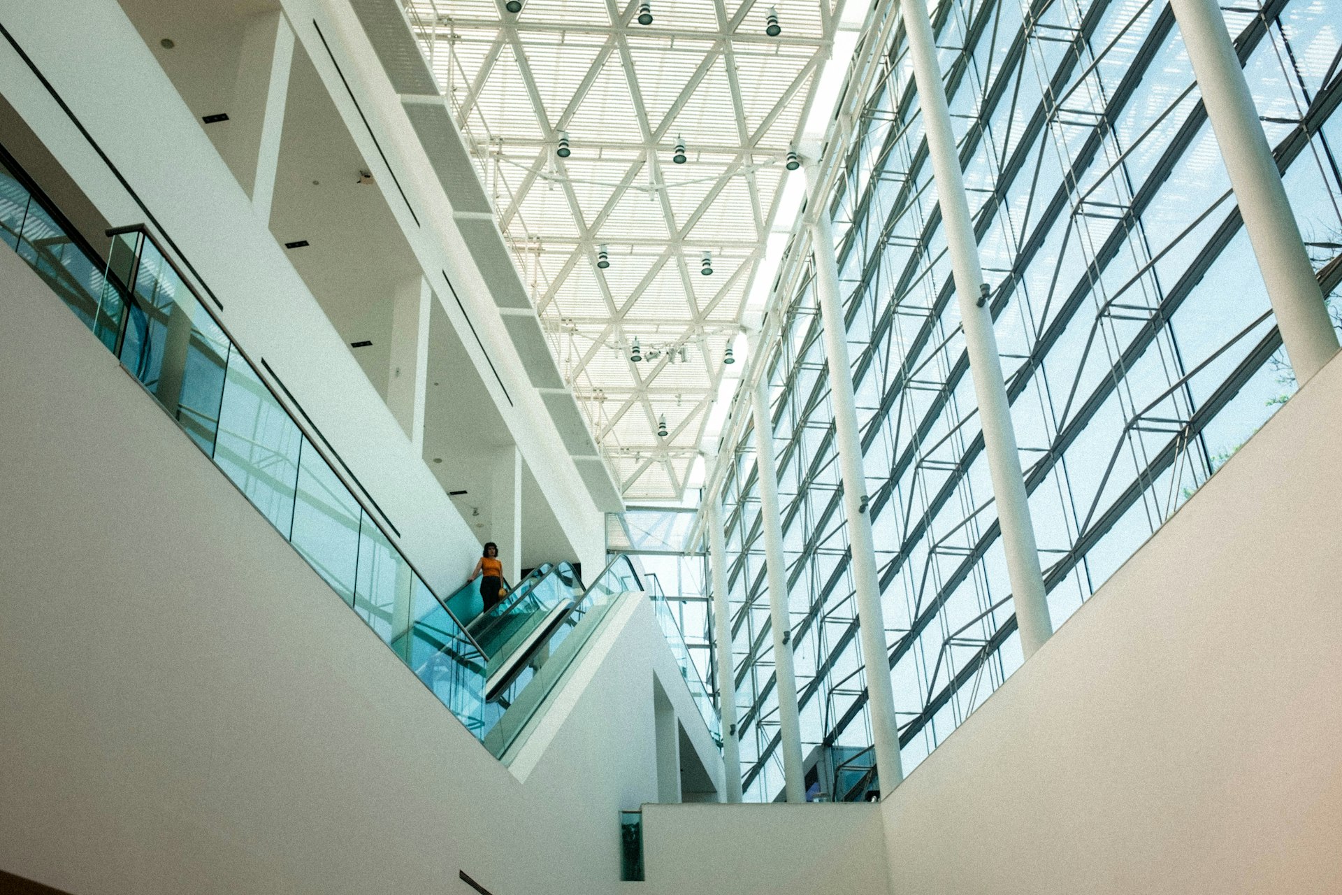 a person walking up a staircase